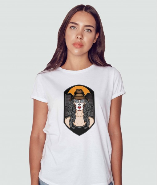 Дамска тениска с щампа Готика Zombie Woman With Hat - TShirtArtShop.com